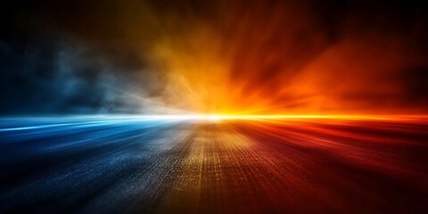 Poster - Vivid Contrasts Abstract Background of Blues and Oranges with Smoke Effect