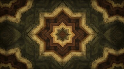 Aufkleber - Intricate geometric pattern resembling a star, composed of earthy tones, suitable for backgrounds