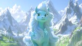 Light Blue Pony in Mountainous Landscape