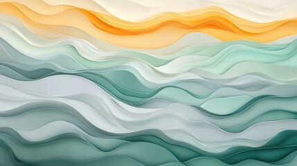Poster - horizontal colorful abstract wave background with light sea green, pastel gray and golden rod colors