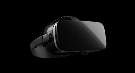 Poster - Virtual Reality Headset Device Displaying Immersive Technology for Gaming and Simulations on Black Background, Presenting Modern Tech and Digital Experience
