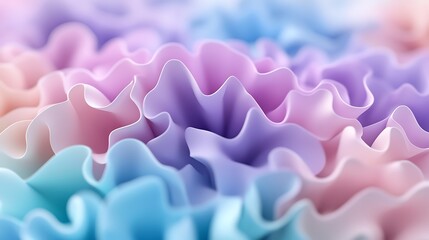 Leinwandbilder - Soft, colorful ruffles of fabric in pastel shades creating a dreamy, textured background for design