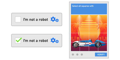 Fototapete - Captcha with image selection. I'm not a robot test vector