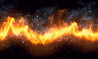 Wall Mural - Vivid Cosmic Celestial Fire and Starry Night Sky in a Universe Scene of Flames and Glowing Stars