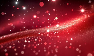 Wall Mural - Abstract Red Glittering Background with Floating Particles and a Soft Bokeh Effect Creating a Festive Atmosphere