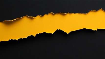 Aufkleber - Torn black paper revealing a vibrant yellow background, showcasing texture and contrast, ideal for design