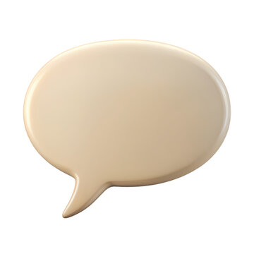 Beige Speech Bubble 3D Render on transparent background
