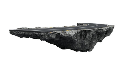 Poster - Floating Rock Island with Road and White Lane Markings, PNG