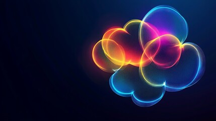 Aufkleber - Vibrant abstract cloud of colorful light orbs against a dark background, creating a dreamy atmosphere