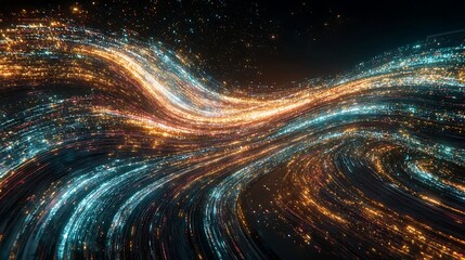 Aufkleber - Vibrant abstract light trails swirling through a dark space, creating a dynamic and energetic atmosphere