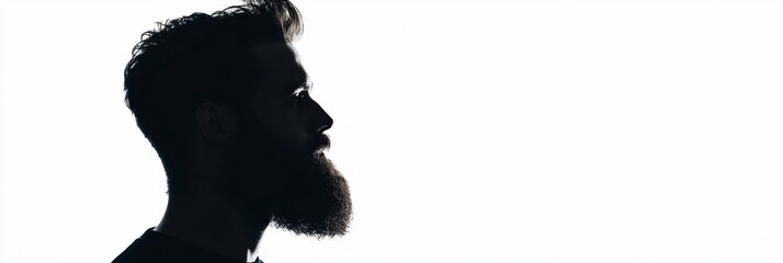 Poster - Silhouette of a bearded man in profile with a fade effect on a white background during daytime