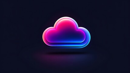 Aufkleber - vibrant cloud logo design with a gradient of pink and blue against a dark background