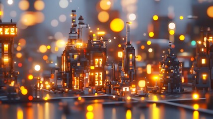 Poster - Vibrant futuristic cityscape illuminated by glowing lights, showcasing advanced architecture and technology