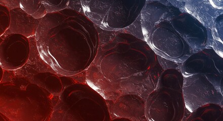 Poster - A close up of a red and blue object with a lot of holes
