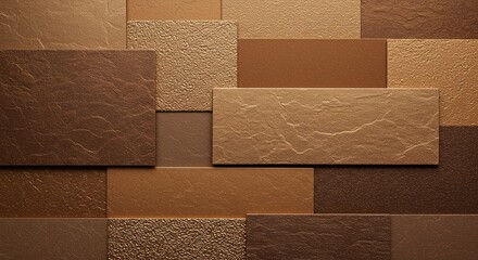 Poster - A wall made of brown bricks with a gold border