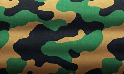 Poster - Seamless camouflage pattern with a blend of green, brown, and black, ideal for backgrounds.