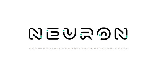 Wall Mural - technology font, digital cyber alphabet made future space style, letters a, b, c, d, e, f, g, h, i, 