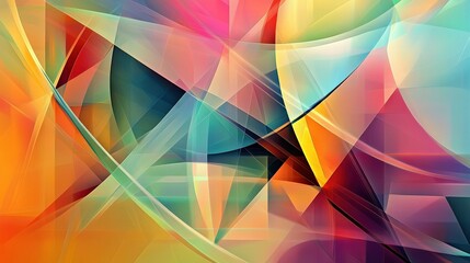 Poster - Colorful abstract geometric shapes and lines on a vibrant gradient background illustration