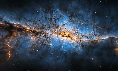 Wall Mural - a dark blue galaxy background with small stars and faint nebula details