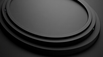 Poster - Minimalist Background with Embossed Circle. Black Surface with Raised 3D Shape. 3D Render. illustration