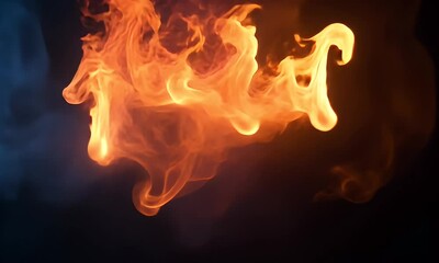 Wall Mural - Dynamic, Fiery Flames Dancing in a Dark Background Creating a Mystical and Enchanting Atmosphere with Vibrant Colors and Abstract Patterns