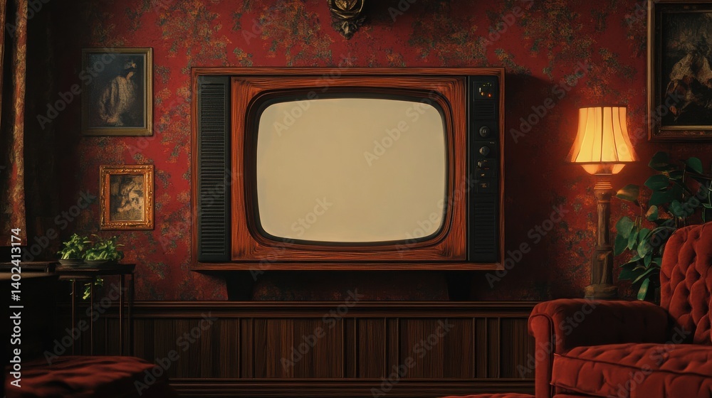 Retro wooden TV box cut out with frame screen cut out. Based on ...