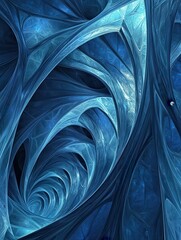 Poster - fractal rendition of blue metal back ground illustration