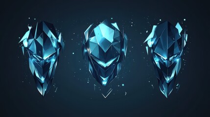  - ai technology poster design. digital abstract set of tech posters in futuristic light blue with low 