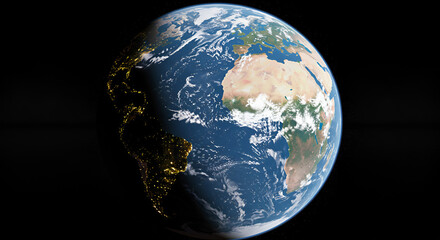 planet earth on black background