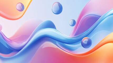 Poster - liquid shapes abstract holographic 3d wavy background illustration