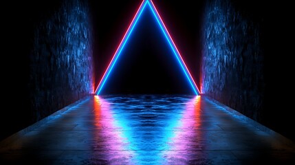 Poster - Neon Triangle Abstract Background