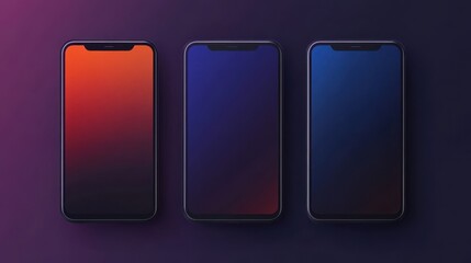 Poster - Modern user interface design template. Conceptual mobile phone screen mock-up for application interface. Aesthetic, dark purple, orange, blue, black. illustration
