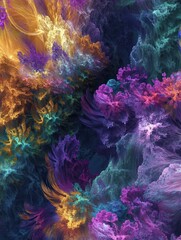 Poster - Imaginatory lush fractal texture generated image abstract background illustration