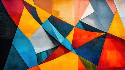 Poster - abstract geometric pattern with vibrant colors and overlapping shapes creating a modern look, geomet