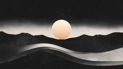 Poster - minimal header design featuring a grey, black, and white glowing abstract gradient shape on a black 