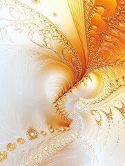Poster - Detailed orange / gold abstract fractal design on white background illustration