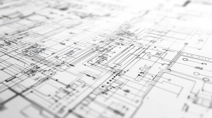 Poster - Abstract black and white background of technical circuit drawings illustration
