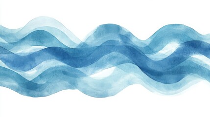 Poster - Abstract minimalist wavy background in cool blue tones. illustration