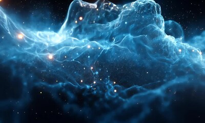 Wall Mural - Abstract Cosmic Nebula with Glowing Stars and Ethereal Light Waves in an Expansive Galactic Landscape