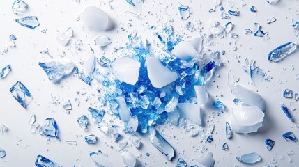 Poster - Chill-themed photo of scattered crushed ice pieces, cold and fresh aesthetic