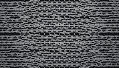 Poster - Abstract geometric pattern with stripes, lines. Seamless vector background. Gray and black ornament. Simple lattice graphic design