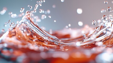 Poster - Beautiful splash of water in soft lighting creates intricate shapes and reflections of light in a serene setting