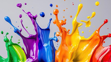 Poster - Vibrant Splashes of Colorful Paint Create Dynamic Visual Energy