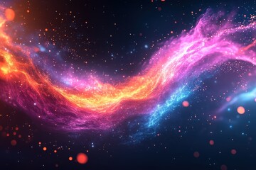 vibrant cosmic nebula swirling colors fiery energy space dust abstract art
