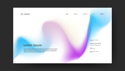 Fototapete - Abstract wave futuristic design of landing page. retro fluid gradient website design