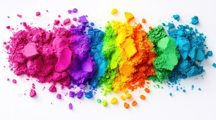 Poster - Vibrant Powder Colors in Rainbow Spectrum on White Background