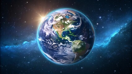 Wall Mural - stunning earthrise image planet earth from space sunrise nebula detailed view