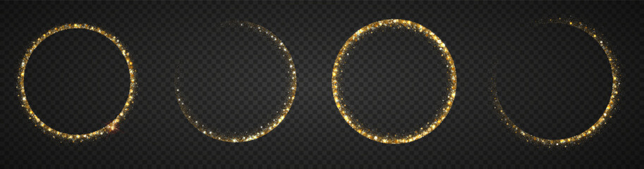 Wall Mural - Circle shiny golden glitter isolated. Sparkling gold frame with sequin effect and powder shine. Luxurious design for holiday celebration