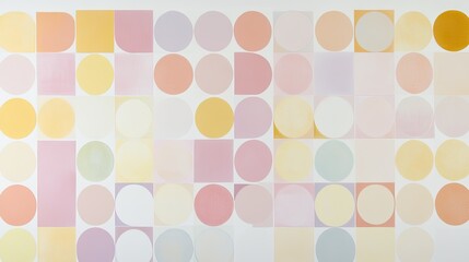 Aufkleber - A visually appealing arrangement of soft pastel-colored circles and squares, creating an abstract geometric pattern that evokes a sense of calmness and creativity