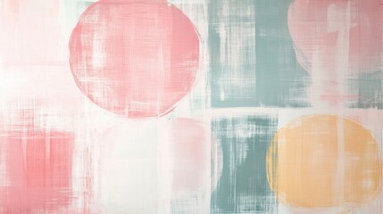 Poster - Soft Color Abstract Art with Circular Shapes and Textured Background